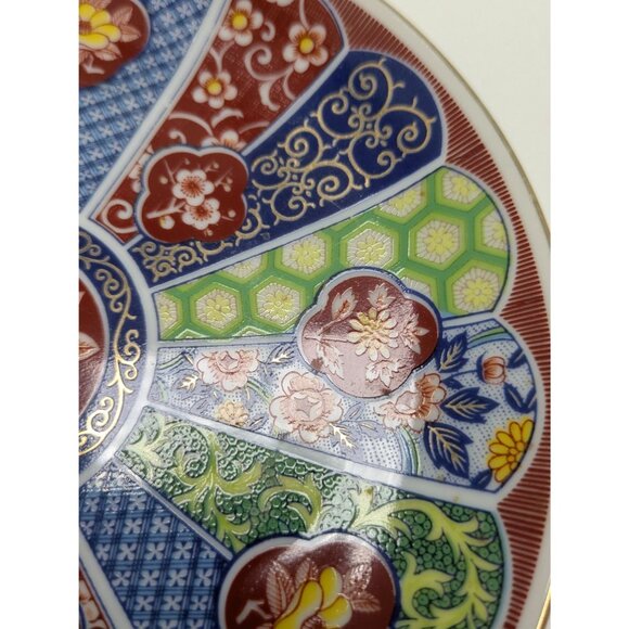Japanese Imari Ware Decorative Plate Floral Geometric Design Collectors Item 6 1 - Picture 11 of 17